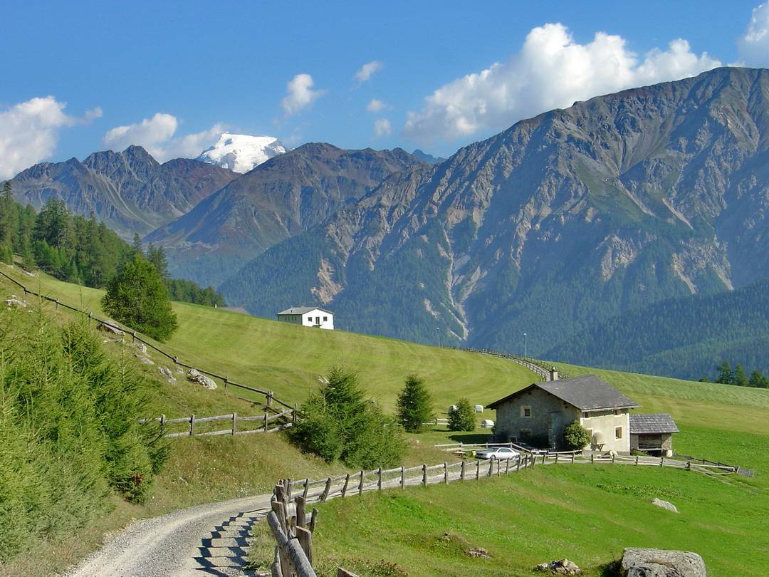 Lü mit Ortler im Hintergrund