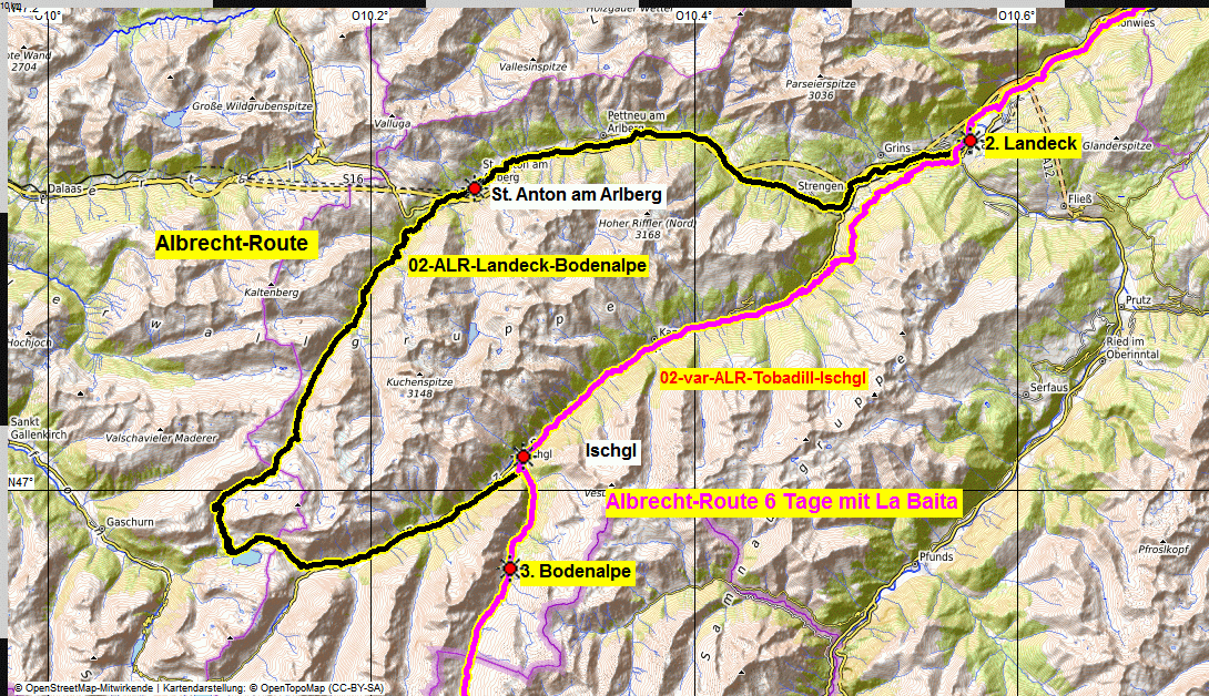 02 map albrecht route 6 Tage La Baita