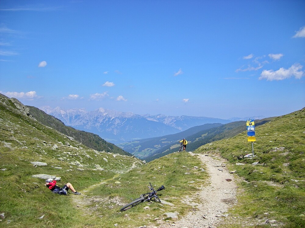 Geiseljoch: der letzte Trail bergauf ist zäh