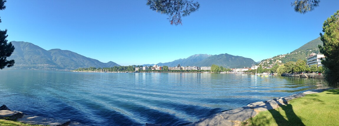 Bilderbuchwetter bei der Ankunft am Lago Maggiore