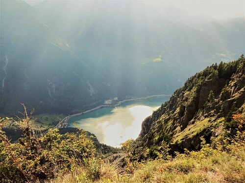 San Romerio: Blick auf Lago di Poschiavo 