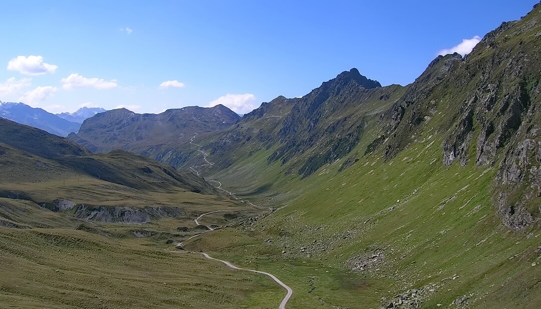 Blick von der Heilbronner Hütte zur Silvretta-Gruppe