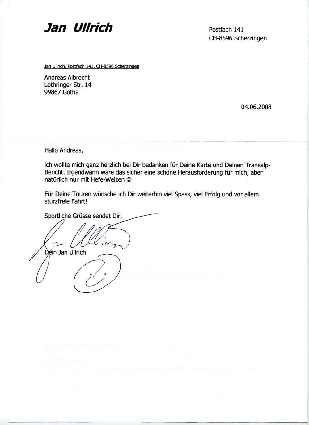 Danke von Jan Ullrich